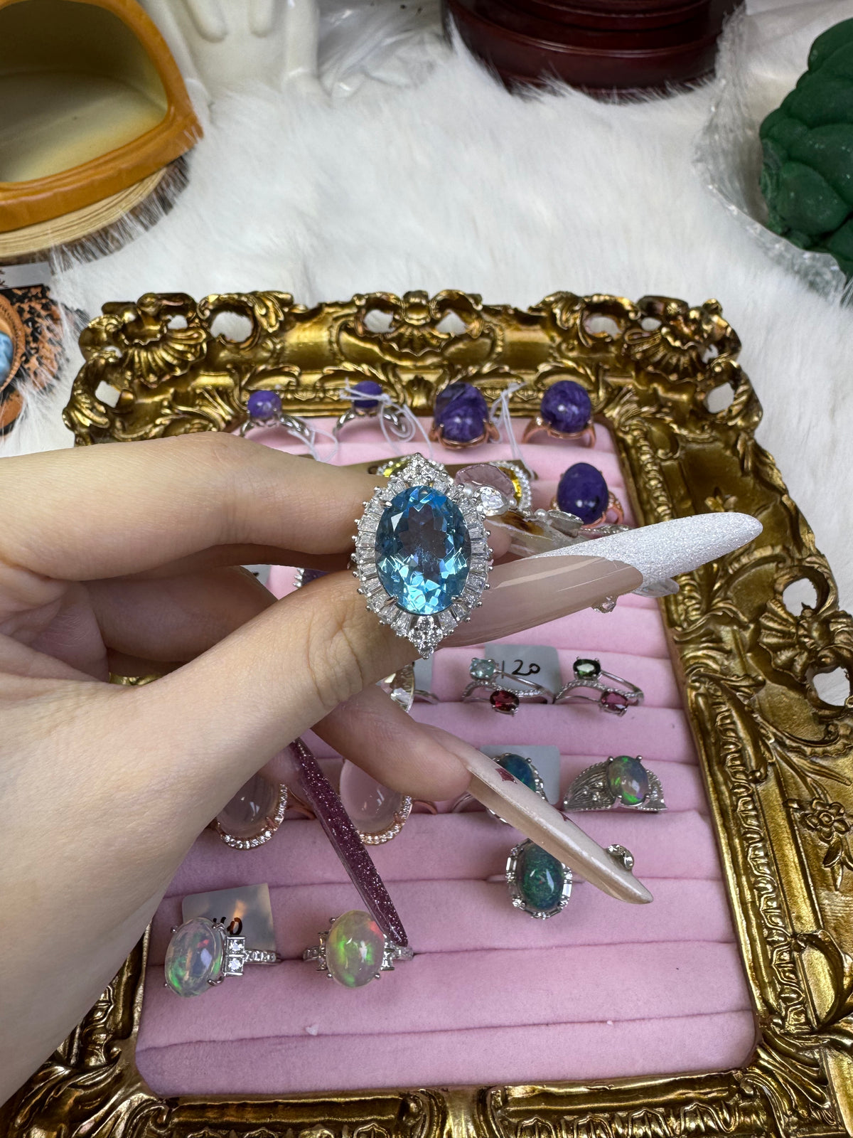 Blue Topaz Ring, Sterling Silver Setting, Topaz Size 12mm × 16mm