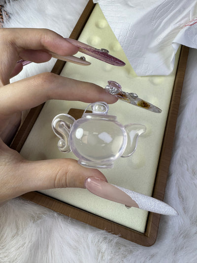 Rose quartz tea kettle pendant, with dimensions of 40.6mm × 56mm