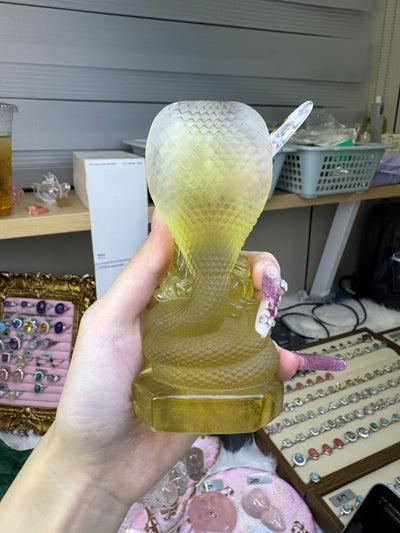 Hand-carved Bodhi statue made of citrine, with dimensions of 126mm × 60mm